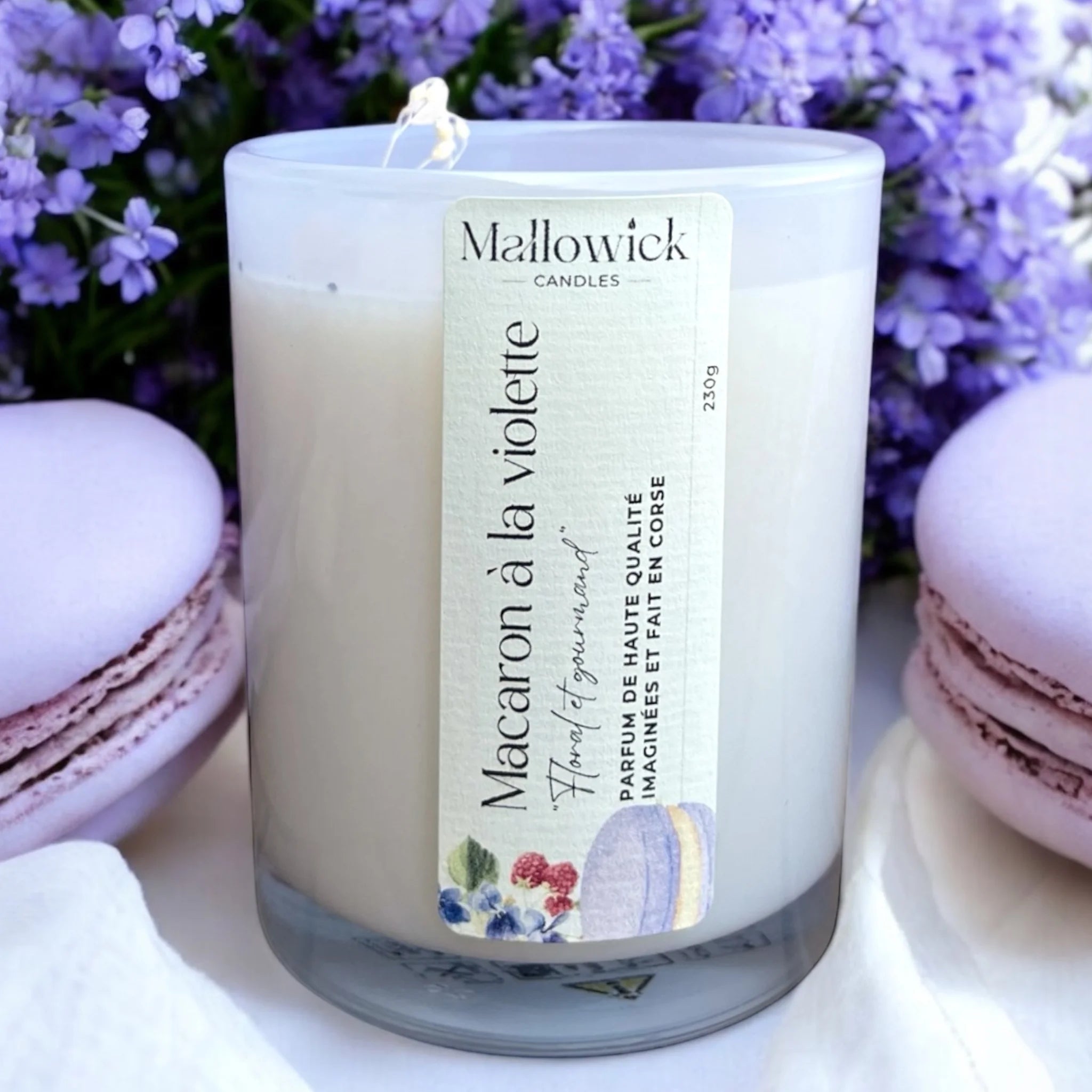 Bougie parfumée Macaron à la violette